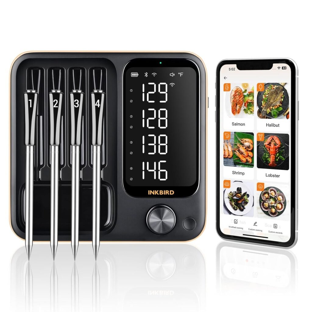 4-Probe WiFi Wireless Meat Thermometer: Precision Cooking with Unlimited Range and IPX8 Waterproof Design