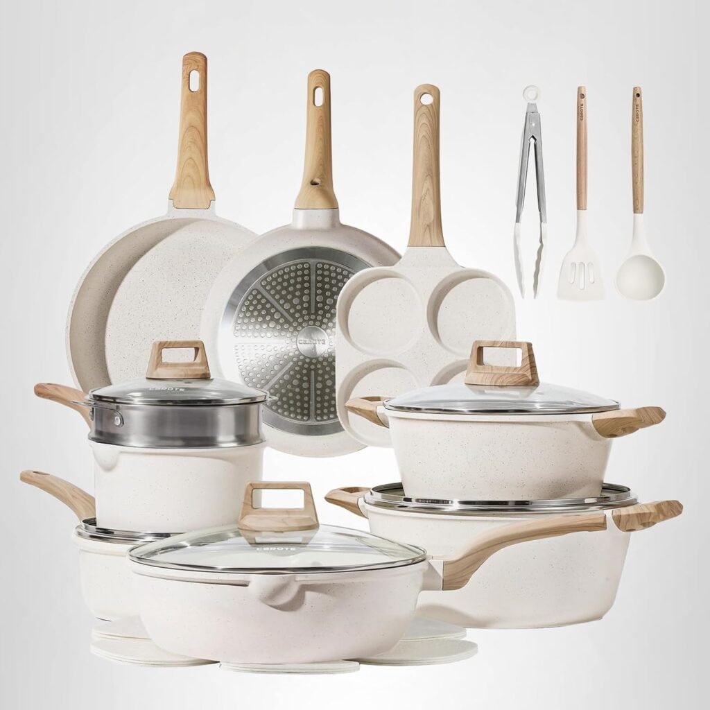 CAROTE 21Pcs Pots and Pans Set: Durable Nonstick Cookware for Your Kitchen