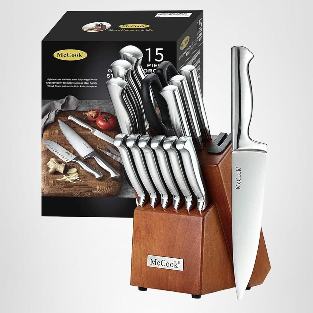 McCook Knife Sets Review: German Stainless Steel Kitchen Knives with Sharpener