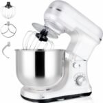 Stand mixer 5-qt, 6+p speed tilt-head food mixer 300w dough mixer with stainless steel bowl, dough hook, flat beater & whisk electric kitchen